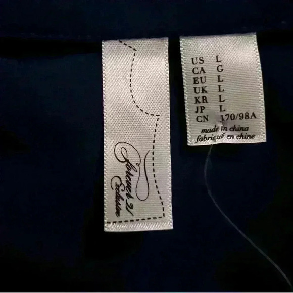 FOREVER 21 Vintage Sheer Navy Blouse, Beaded Trim, Button Front, Size L, NWT - Picture 8 of 8